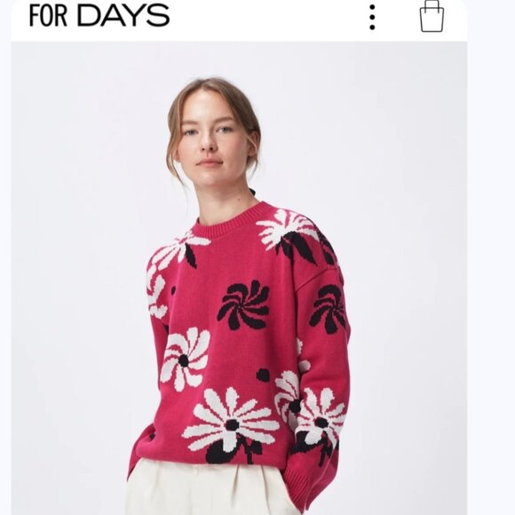 For Days WK8000 Oversized Floral Crew Sweater - Picture 9 of 9